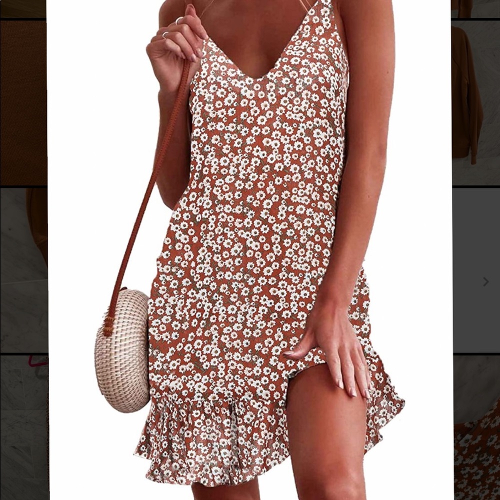 Floral V-neck Spaghetti Strap Dress